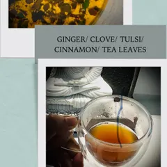 This is my natural "flu shot" for the rainy season. A warm, comforting tea made with ginger, clove, tulsi, and cinnamon is a traditional remedy to fight off colds and strengthen the body's defenses.