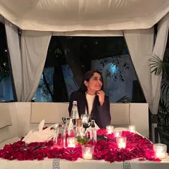 A guest enjoying a special evening in one of our cabanas, surrounded by candles and rose petals. It’s a joy to see people making memories here.