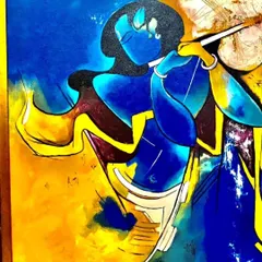 Lord Krishna is a constant source of inspiration for me. This acrylic painting captures his divine energy through bold color and fluid movement, blending modern abstract style with timeless spiritual devotion. Each brushstroke is a form of meditation.