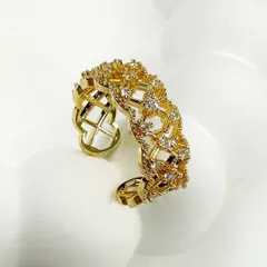 This intricate gold-plated ring with a lattice design is part of my new minimal collection, perfect for daily wear.