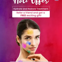 To celebrate Holi, I offered a special 'Hydrate and Restore' treatment to help skin recover from the festivities. I also included a referral gift as a way to thank my patients for sharing their positive experiences with friends.