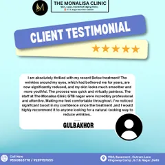 In this testimonial, a client expresses their thrill with their recent Botox treatment, noting a significant reduction in wrinkles and a boost in confidence. They commend our professional and attentive staff for a virtually painless process.