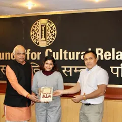 A formal photo from my meeting with the President of the Indian Council for Cultural Relations (ICCR). This shows my engagement in cultural diplomacy and high-level events.