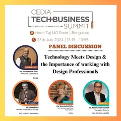 Our Managing Director, Mr. Manmohan Ganesh, participating in a panel discussion at the CEDIA Summit 2024. We believe in collaborating with design professionals to explore how technology and design can innovate together.