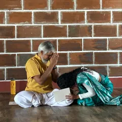 Bowing to my Guru, Acharya Bharath Shetty. His presence transforms the shala and reminds me of my purpose as a teacher.