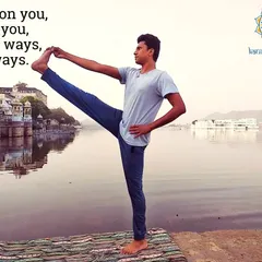 Utthita Hasta Padangusthasana, the Extended Hand-to-Big-Toe Pose, is a standing balance that requires a solid foundation and unwavering concentration. Practicing by the serene waters of Udaipur, I am reminded that stability comes from within.