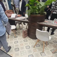 Our "Fall Collection" of designer floor tiles on display. This showcases the kind of unique, patterned flooring we bring to the market, perfect for cafes, boutiques, or stylish homes.