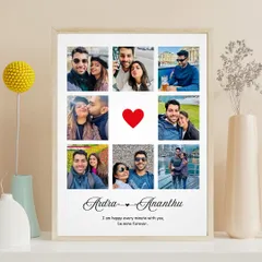 Another example of a personalized couple's photo collage frame, showing a different layout and background to suit the client's style.