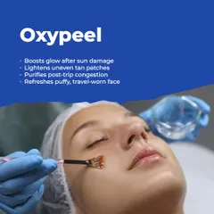Is your skin suffering after a vacation? An Oxypeel is a great recovery treatment. It boosts glow after sun damage, lightens tan patches, and refreshes puffy, travel-worn skin with no downtime.