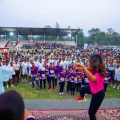 The view from the stage at the Ambala Integrity Run. It's an honor to lead such an energetic crowd and be a part of their fitness journey.