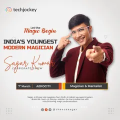 My official poster for a corporate show with Techjockey in Aerocity, Delhi. Let the magic begin.