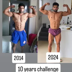 My 10-year challenge, 2014 vs 2024. This shows the results of consistent, natural bodybuilding. I've maintained and improved my physique over a decade.