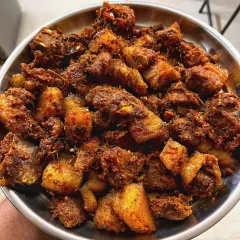 My spicy pork stir fry is a customer favorite, cooked with potatoes and a blend of traditional spices.