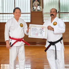Posing with Hanshi Minoru Nakazato after being awarded the 7th Dan certificate. It is an honor to carry forward the lineage he represents.