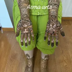 For the complete bridal experience, I offer full packages that include intricate designs for both hands and feet. This set features personalized story elements on the palms and traditional patterns on the feet.