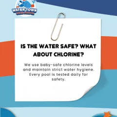 We get this question a lot, and we take it very seriously. We use baby-safe chlorine levels and test our water daily to maintain strict hygiene. Your child swims in a pool that is as clean as it is fun.