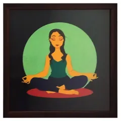 The framed version of the 'Serenity in Brushstrokes' portrait. The dark frame provides a nice contrast to the soft colors of the artwork, making it a perfect piece for a meditation corner or a quiet room.