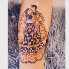 A beautiful bridal couple portrait on the forearm. I love capturing the love and connection between partners, creating a piece of art they can cherish for their special day.