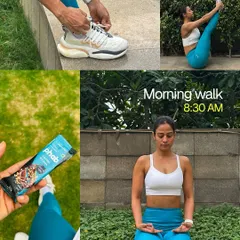 My day often starts with a morning walk and some outdoor yoga to connect with nature. I also focus on nourishing my body from within with clean, healthy food.