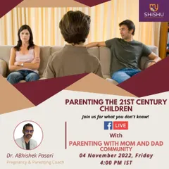 An announcement for a Facebook Live event on the topic of "Parenting the 21st Century Children." These talks are an opportunity for me to share insights with a wider community and address the modern challenges parents face.