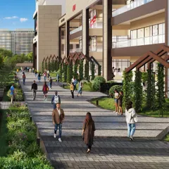 In this rendering of a shopping complex, our focus was on creating a sense of activity and scale. By adding photorealistic 3D people, we transform an architectural model into a living space, helping clients visualize the project's commercial potential.