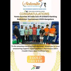 Victory is a team effort. Celebrating a massive haul of 3 Gold and 1 Silver medals at the Yonex Sunrise All India Sub-Junior Ranking Tournament in Bangalore. This is a testament to the hard work of my players and the dedication of my coaching staff.