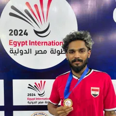 The face of a champion. Raghu Mariswamy proudly displaying his Gold Medal after winning the Men's Singles title at the Egypt International 2024.