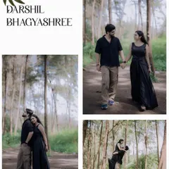 This collage showcases different poses within the same forest location, from walking hand-in-hand to a playful lift, telling a complete story of their time there.