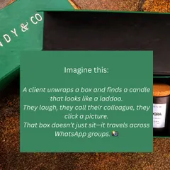 An image illustrating the impact of a unique gift, like a laddoo candle, that sparks conversation and gets shared.