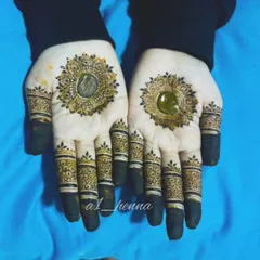 Another view of the completed mandala art. The symmetry and precision in the finger work are just as important as the central design, and we cover both in detail.