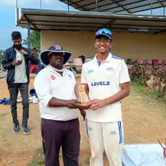 Celebrating individual excellence within a team victory. Our player is awarded Best Batter of the tournament for scoring 232 runs in 6 innings during the U-15 Eventistic Ventures Cup.