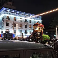 There is nothing like seeing one of my completed floats moving through the streets at night. This photo captures the atmosphere of a festival parade, with the lights and the crowd making the art feel truly alive.
