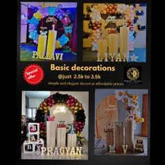 We offer basic decor packages that are both beautiful and affordable, starting from just 2.5k to 3.5k. This collage shows examples of our elegant circular balloon setups perfect for home celebrations.