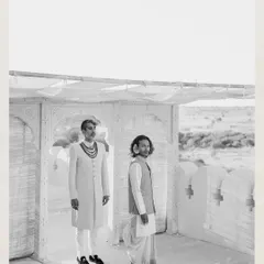 Featured in Vogue, Kahran and Gourav's wedding was a testament to their love story. This portrait, taken in the starkly beautiful landscape of Jaisalmer, captures their quiet strength and elegance. We were so proud to help bring their vision to life.