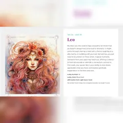 A snapshot of the weekly tarot guidance for Leo from my website. I focus on providing messages that help you connect with your inner strength and joy.