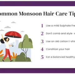 Here are a few simple but effective monsoon hair care tips. Using a mild, sulphate-free shampoo and conditioning after every wash can help protect your hair from the excess humidity and prevent breakage.