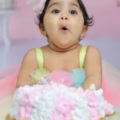 The pure surprise and joy of a first birthday cake smash. We capture these wonderfully messy and expressive moments in our fun, themed setups.