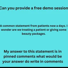 The request for a "free demo session" is becoming more common. I believe this devalues our professional medical service, and it's important for us as a community to hold our ground and explain that our work is treatment, not a trial package.