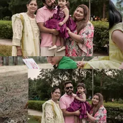 A collage showcasing a beautiful multi-generational family portrait from an outdoor session.