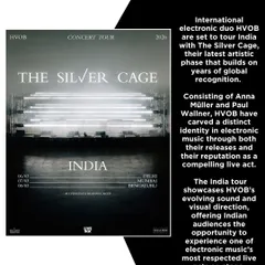 A spotlight graphic detailing the HVOB India tour, describing it as an evolution of their sound and visual direction.