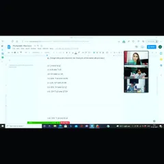 This screenshot shows a live math class where we are working on a fractions worksheet together. The student can see the problems on the shared screen, and we solve them in real-time.