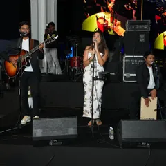 Our acoustic setup for an interactive performance with the team at Budweiser India (ABInBev). We can tailor our setup from a full electric band to a more intimate acoustic arrangement to fit the event's atmosphere.
