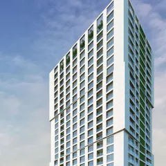A facade doesn’t have to shout to make an impact. This render of a high-rise tower shows how a slight shift in form can change how a building meets the light, creating a presence that is both distinct and scalable.