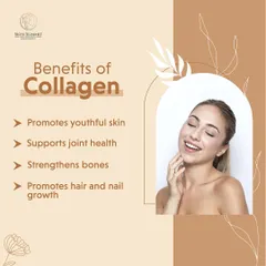 Collagen is the essential building block for healthy skin, hair, nails, and joints. This graphic outlines the key benefits of maintaining healthy collagen levels, which is a core focus of our skin rejuvenation and anti-aging treatment plans.