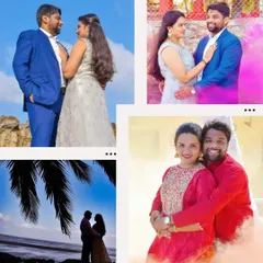 A collage from a pre-wedding shoot, showing how I can combine different poses and locations into one cohesive and beautiful album page.