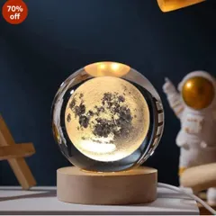 Illuminate your desk with this beautiful crystal ball lamp showing a detailed 3D moon. The warm light creates a calming ambiance, making it a perfect gift.