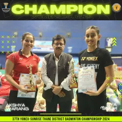 Akshaya Warang and Siya Singh, winners of the Women's Doubles title at the Thane District Championship.