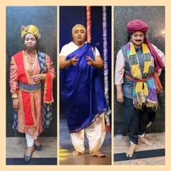 I love character portrayal. Here are three different roles I played in the dance drama 'Karunada Vaibhava', from a bearded king to a wise sage.