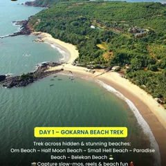 It's not all mountains. We also hit the coast for some epic beach treks. Imagine hiking from one hidden beach to another, with the sound of waves as your soundtrack. This is our Gokarna beach trek.