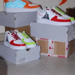 May the Force be with your feet. Here are a few pairs of custom Star Wars themed Nike Air Force 1s I created for a client, featuring both Darth Vader and Yoda.